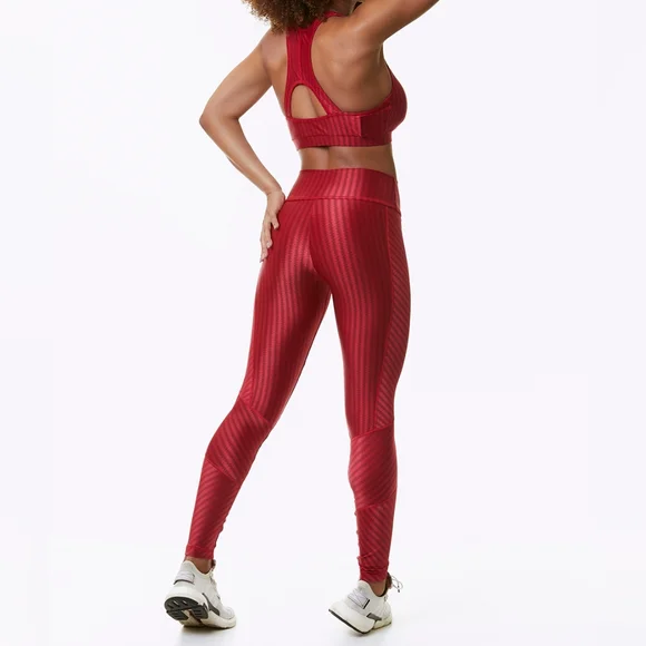 Red Women's Silk-Feel Leggings Fashion - Picture 4 of 5
